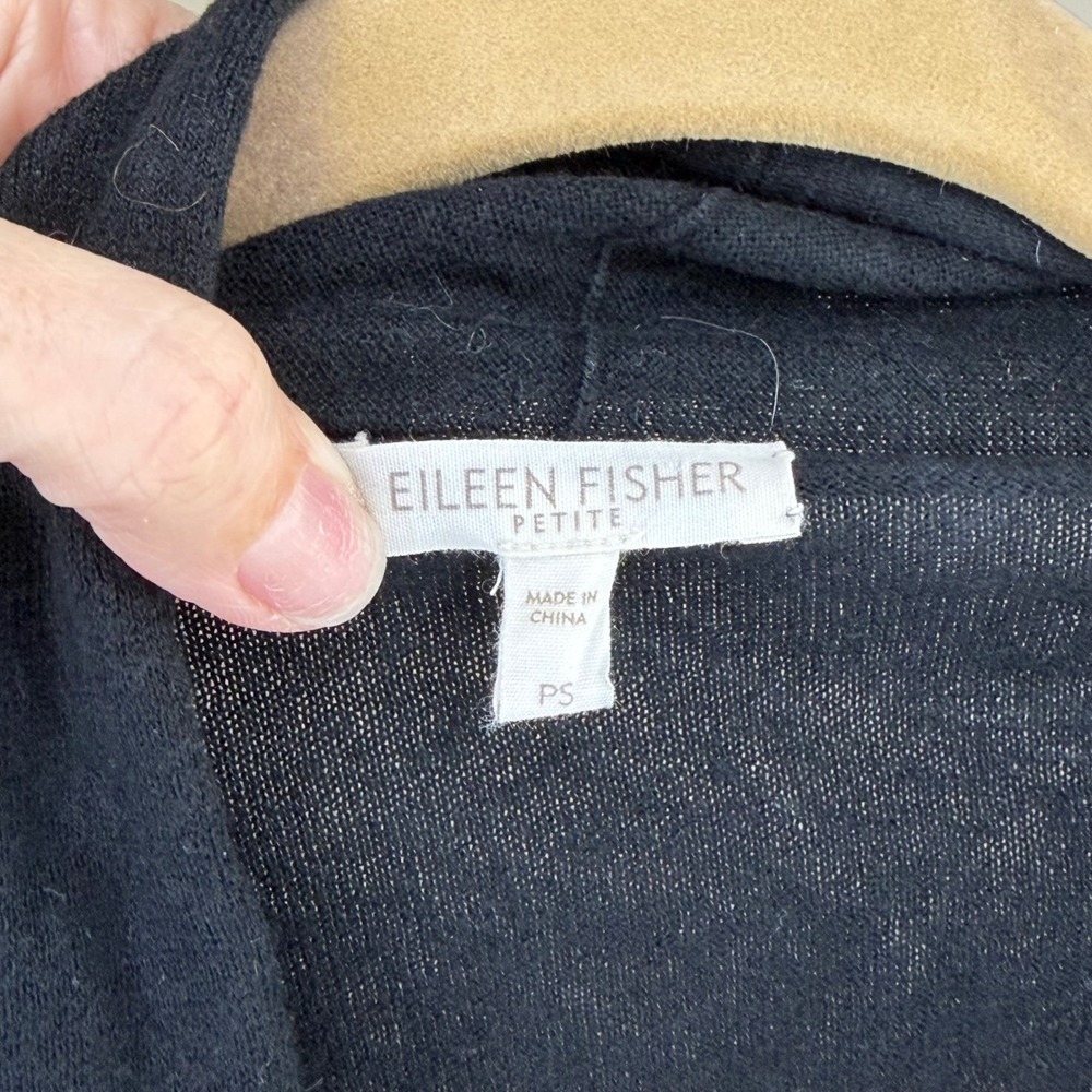 EILEEN FISHER Petite Black Cotton Cashmere VNeck Dolman‎ Sleeve  Sweater PS - Picture 4 of 6
